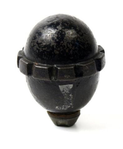 WWI 1917 GERMAN INERT EGG GRENADE: Less the fuse and internal spring, otherwise complete, measures approximately 3 inches.