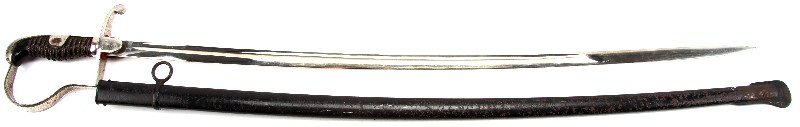 WWI IMPERIAL GERMAN P GUARD ALCOSO BLADE SWORD: Clean very nice blade Alcoso Solingen marked blade, dove head with scabbard, some rust through the paint on scabbard.