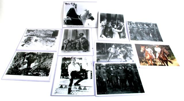 FILM PROMOTION STILL WIZARD OF OZ LAUREL & HARDY+: Nine film promotional stills including three Wizard of Oz, two Laurel & Hardy Pack Up Your Troubles, Omar Sharif in Lawrence of Arabia, Robert Donat in The Count of Montecristo, Joe Namath as the Last