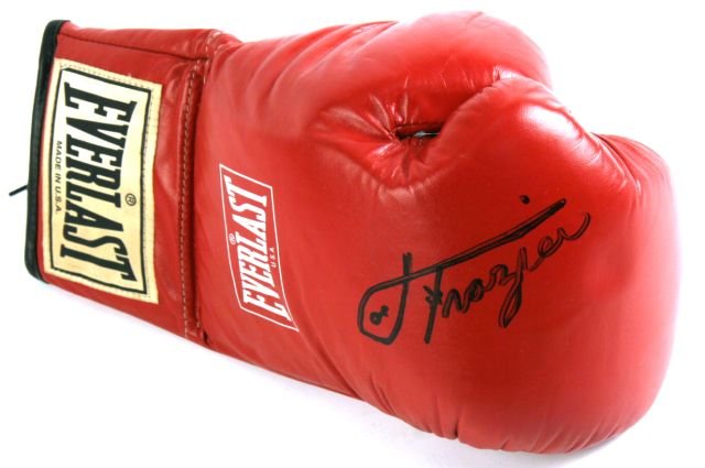 JOE FRAZIER AUTOGRAPHED BOXING GLOVE: Without COA but deemed authentic, Everlast right hand glove.