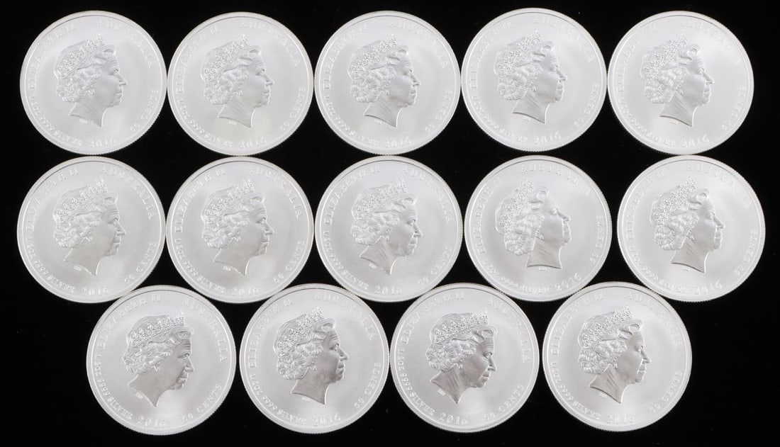 14 AUSTRALIAN HALF OUNCE SILVER COIN PACIFIC VICT.: Lot of 14. Electronically tested. Guaranteed. This lot has a reserve.