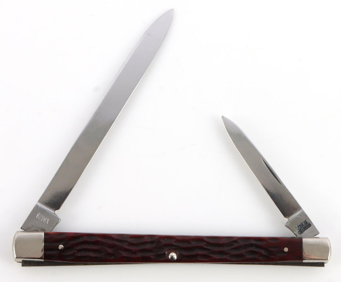 CASE XX VINTAGE 1950'S DOUBLE CITRUS POCKET KNIFE: CASE XX Citrus Tester KNIFE Pattern: 6296X Made between 1940-64. Length 4-1/4 inches Closed. This is a double-end jack knife that is usually known as a citrus tester, melon tester, or sausage tester w