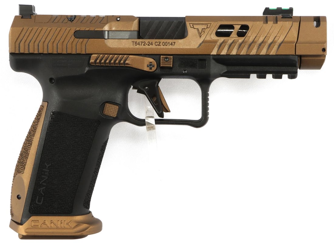 CANIK TTI COMBAT 9MM SEMI AUTOMATIC PISTOL NIB: New in box. Model #HG7854-N. UPC:787450911321. Includes two (2) magazines, extra grips, a model CANIK, a holster, cleaning tools, a speed loader, a CANIK medallion, a trigger lock, a recoil spring, an