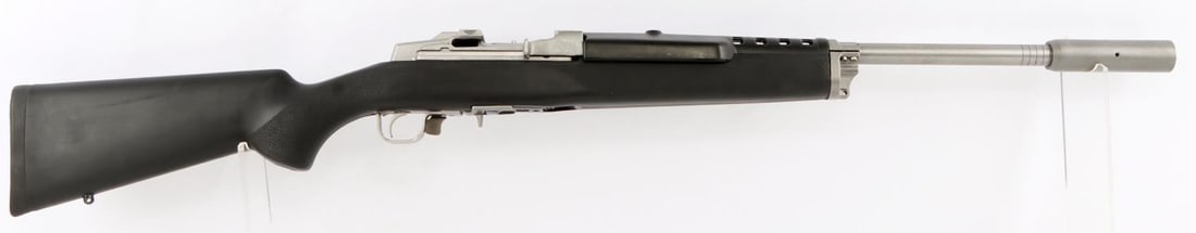 RUGER TARGET RANCH .223 REM SEMI AUTOMATIC RIFLE: Sturm Ruger, Target Ranch, .223 REM, semi-automatic rifle with two (2) magazines, scope ring, lock, and owner's manual all in original box. Model #5828. UPC:736676058280. Rifle features a Hogue stock,