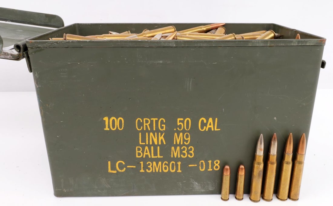 LARGE LOT OF WWII AND POST WAR RIFLE AMMUNITION: Ammunition can full of all rifle ammunition from WWI and post wt. Mostly 30-06, 30-30, 308. Total weight 33.4 lbs. No international shipping. 0
