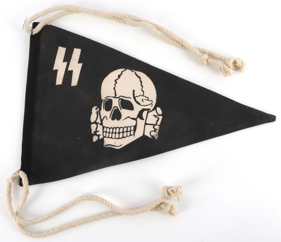 WWII GERMAN THIRD REICH WAFFEN SS PENNANT: Very good non fluorescing condition, well crafted, measures 8 X 12 inches. 0