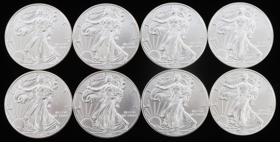 8 2011 1 OZT .999 FINE SILVER AMERICAN EAGLE COINS