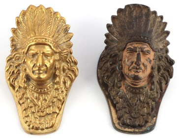 2 VINTAGE NATIVE AMERICAN CHIEF HEAD JUDD WEIGHTS