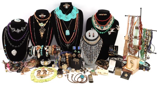 8 POUND WESTERN THEME COSTUME JEWELRY LOT