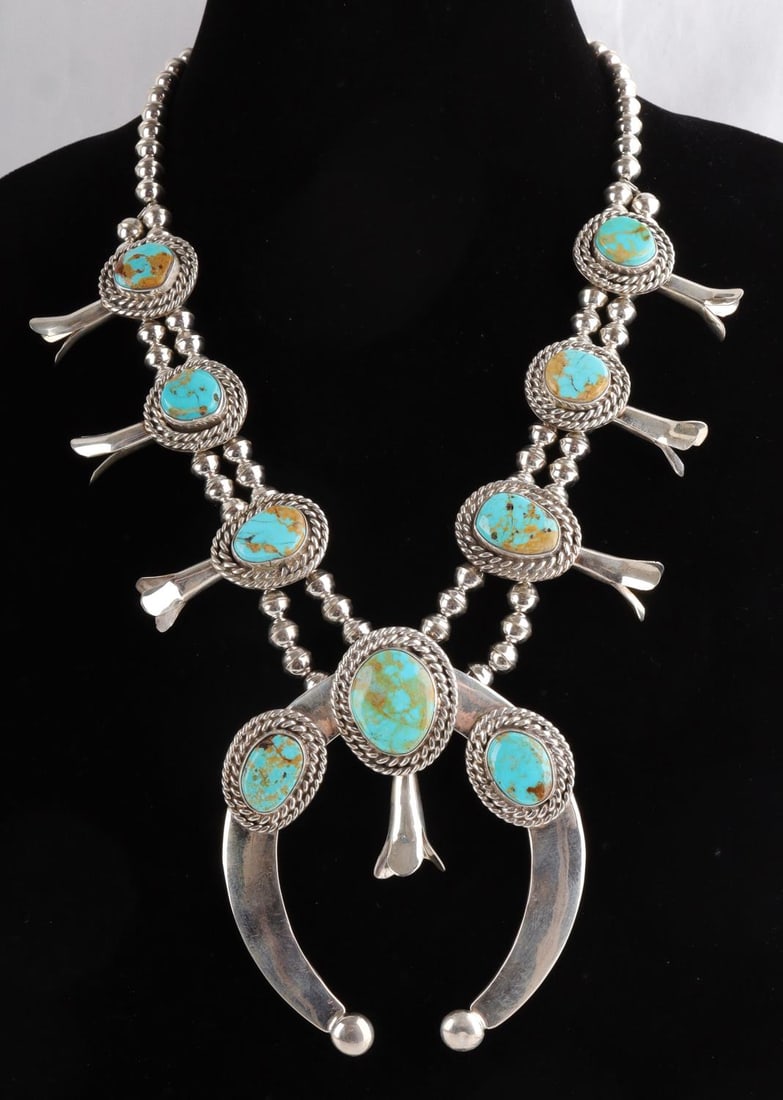 PHILIP MORSE NAVAJO SQUASH BLOSSOM NECKLACE