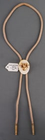 10K YELLOW GOLD SIGNED RAM WALRUS TUSK BOLO TIE