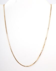 18K YELLOW GOLD BOX LINK CHAIN NECKLACE 23 INCH