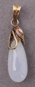 14K YELLOW GOLD BLUE AURA QUARTZ PENDANT