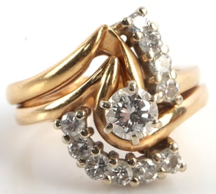 .87 TCW DIAMOND WEDDING SET RING 14K YELLOW GOLD
