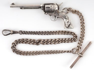 STERLING SILVER REVOLVER PISTOL WATCH FOB