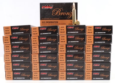 500 ROUNDS OF PMC .223 REM FMJ BOAT TAIL AMMO