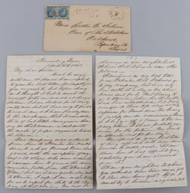CONFEDERATE TEXAS STAMPED COVER W LETTER TO SALLIE