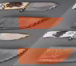 LONE WOLF PLAIN BLADE EAGLE & BEAR KNIVES W SHEATH