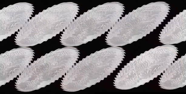 LOT OF 8 SILVER 1 OZT .999 FINE BUFFALO ROUNDS: All electronically tested . This lot has a reserve.