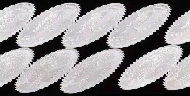 LOT OF 8 SILVER 1 OZT MERCURY & BUFFALO ROUNDS: Each electronically tested, all 1 OZT each. This lot has a reserve.