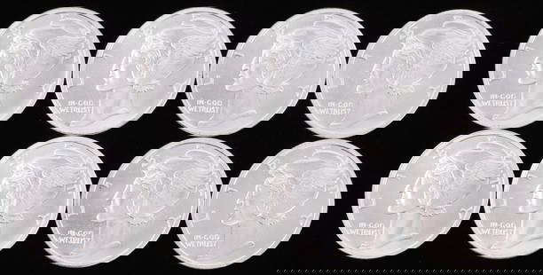 LOT OF 8 SILVER 1 OZT .999 FINE MERCURY ROUNDS: All electronically tested, each 1 OZT.
