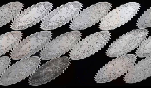 14 1889 MORGAN SILVER DOLLAR COIN LOT: A mixture of mints, but all 1889, from circulation VG/VF