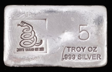 1 SILVER 5 OZT DONT TREAD ON ME INGOT BAR