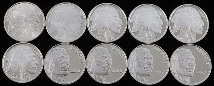 10 SILVER .999 FINE SILVER BUFFALO ROUNDS