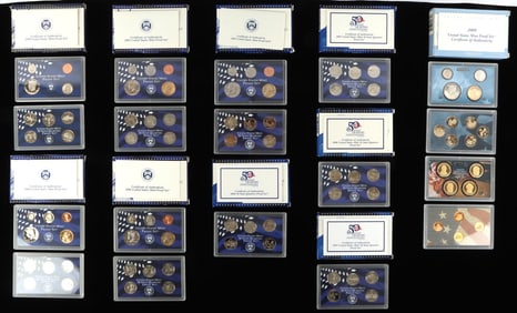 1999-2009 US MINT PROOF SET LOT OF 10 WITH COA