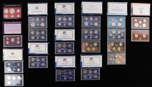 US MINT PROOF SET LOT OF 18 WITH COA