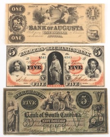 3 STATE BANKNOTE LOT SOUTH CAROLINA GEORGIA