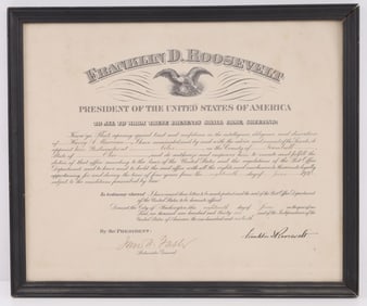 FDR PRESIDENT ROOSEVELT SIGNED POSTAL APPOINTMENT
