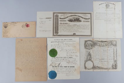 DOCUMENT LOT TEXAS TENNESSEE ODD FELLOWS STOCK