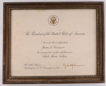 LYNDON JOHNSON LBJ AUTOGRAPHED CERTIFICATE 1968