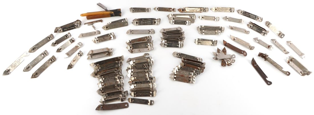 5 POUNDS OF BEER CAN OPENERS ANTIQUE VINTAGE: Falstaff, Schlitz, Budweiser, independent breweries, huge variety.