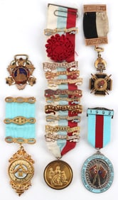 5 BRITISH & U.S. MASONIC JEWELS MEDALS 2 STERLING