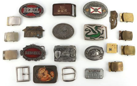 LOT OF 22 BELT BUCKLES TRUCKING FLORIDA MCDONALDS