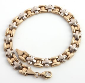10K TWO TONE GOLD BRACELET 7 INCH