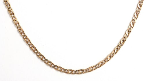 10K YELLOW GOLD FLAT MARINER CHAIN NECKLACE 13 IN