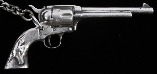 STERLING SILVER REVOLVER PISTOL WATCH FOB