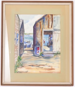 JAMES CARLIN AMERICAN 1906-2005 WATERFRONT SCENE