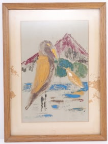 LEE JENS AMERICAN 1960 WATERCOLOR WADING BIRDS