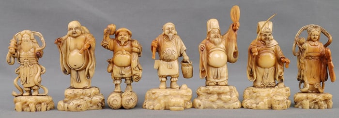 LOT OF 7 CHINESE IMMORTAL NETSUKES