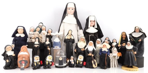 19 NUN SISTER FIGURINE LOT VINTAGE NEWER W LLADRO