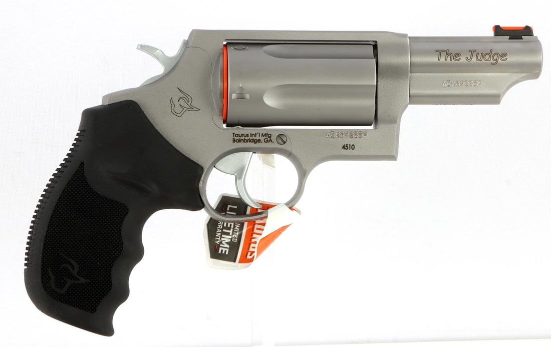TAURUS JUDGE .45 COLT/.410 BORE DA REVOLVER NIB: New in box. Model #2-441039T. UPC:725327602125. FFL required for transfer. No international shipping. Know your state laws before bidding. Caliber: .45 Colt/.410 Bore Serial #: AEM892359 This lot has 