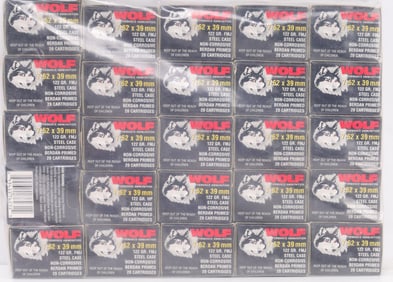 500 ROUNDS OF WOLF 7.62X39MM 122 GR FMJ AMMUNITION