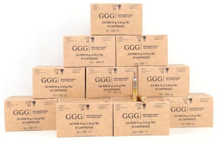 600 ROUNDS OF GGG .223 REM 55 GR FMJ AMMUNITION