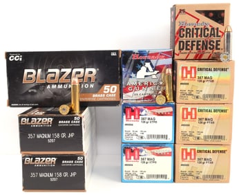 325 ROUNDS OF HORNADY & BLAZER .357 MAG AMMUNITION