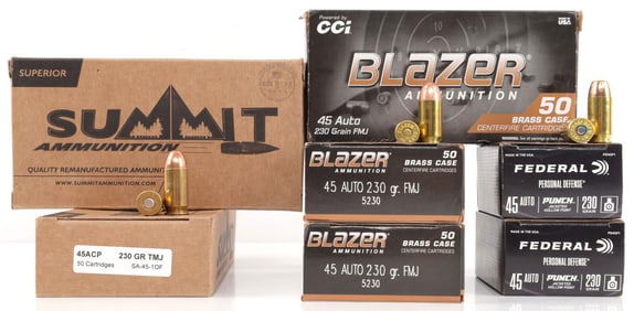 290 ROUNDS OF BLAZER & SUMMIT .45 ACP AMMUNITION