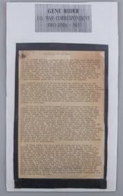 WWII IWO JIMA GENE RIDER TYPED REPORT & PHOTO 1945
